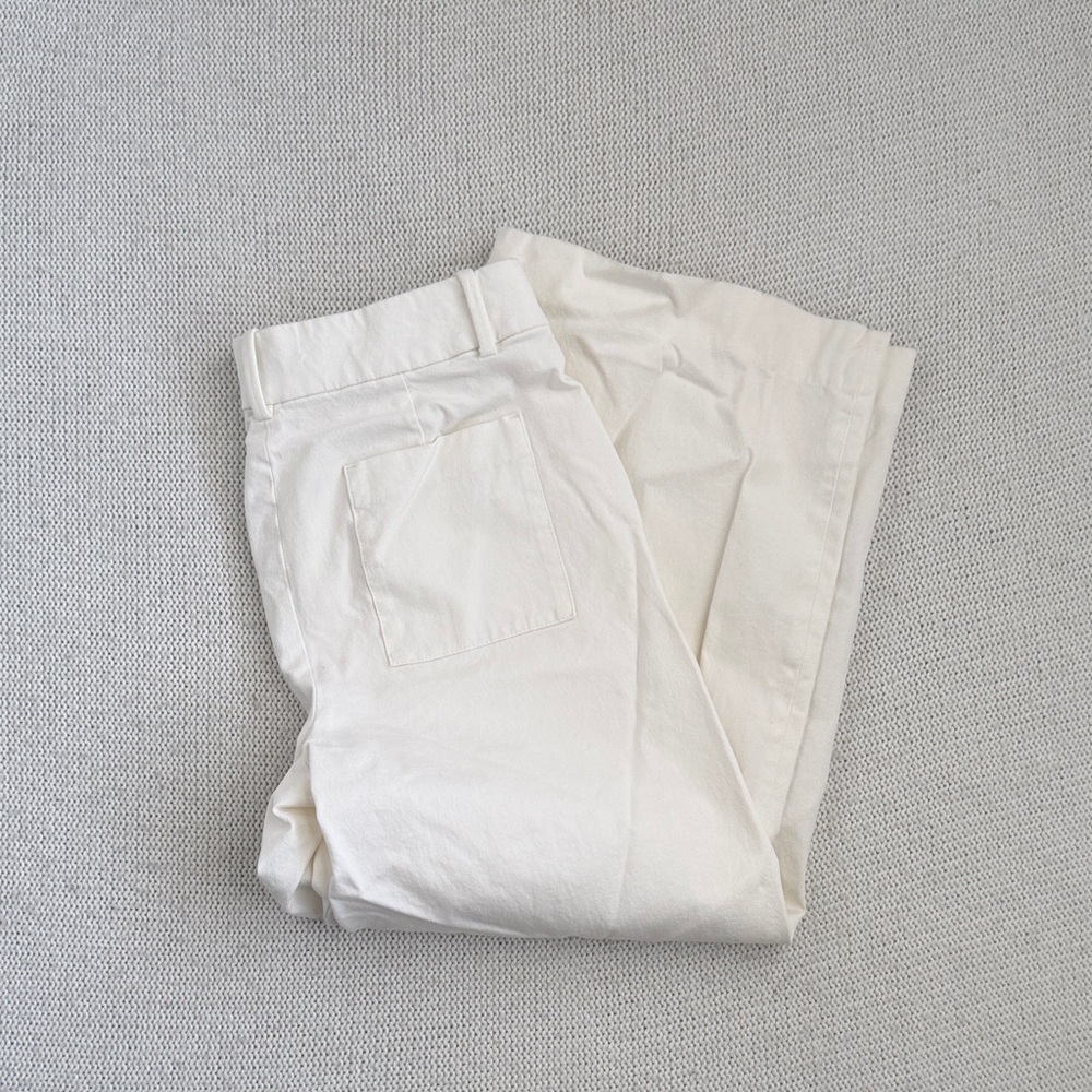 J Crew Cropped Wide Leg Trousers White Size 8